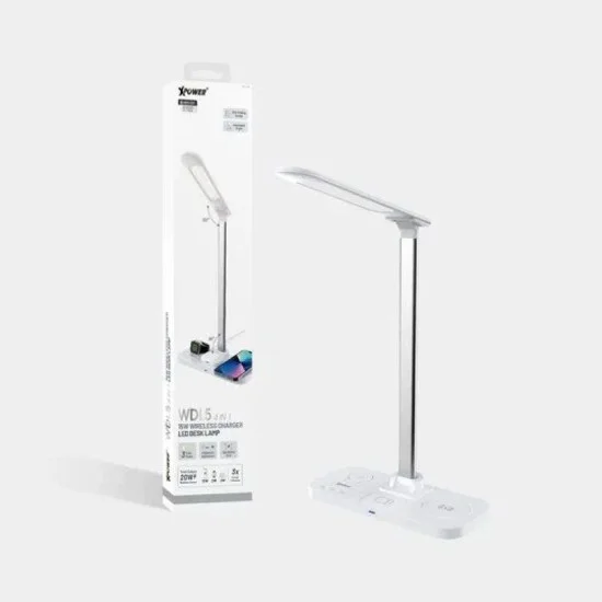 Xpower WDL5 4 in 1 15W Wireless Charging Led Desk Lamp - White